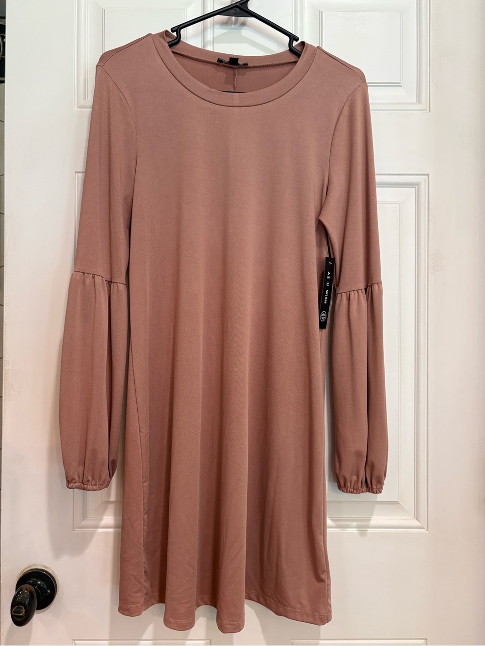 As U Wish Long Sleeve Shift Dress, Dusty Rose, Size M